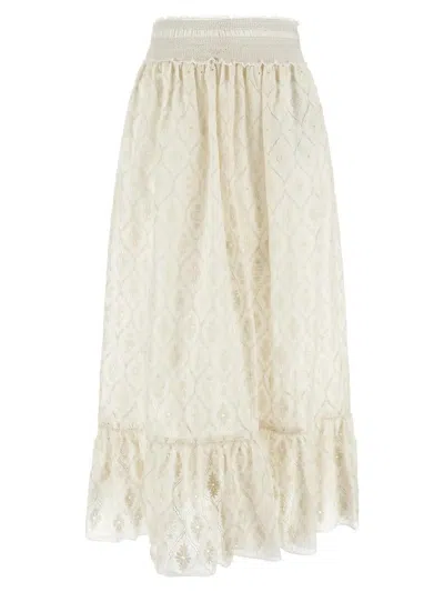 Gucci Double G Flower Lace Skirt In White