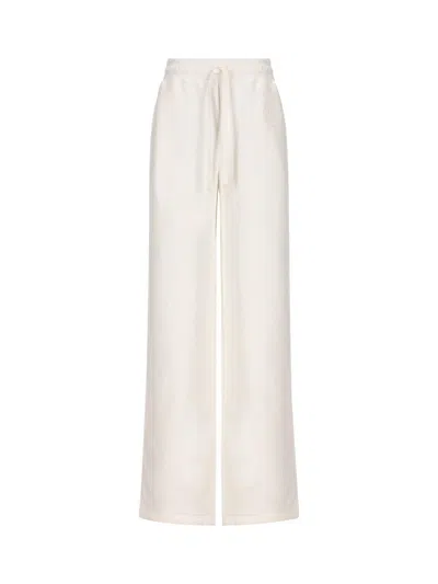 Gucci Interlocking G Embroidered Jersey Trousers In White