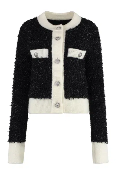 Balmain Textured-knit Cardigan In Black