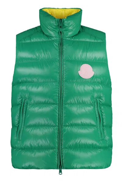 Moncler Parke Full Zip Down Waistcoat In Green