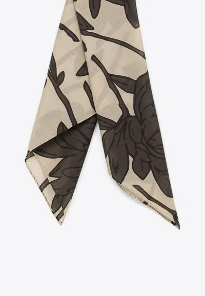 Brunello Cucinelli All-over Floral Print Scarf In Beige