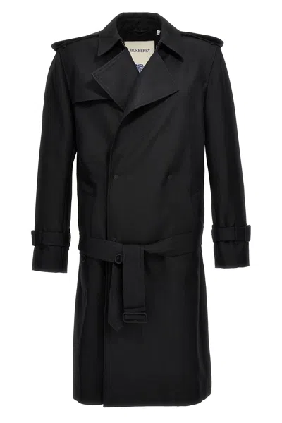 Burberry Double-breasted Belted Trench Coat In Black
