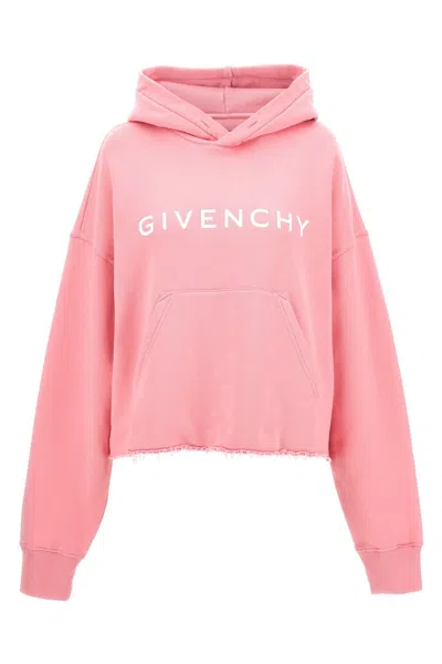 Givenchy Women Cropped Logo Hoodie In Pink
