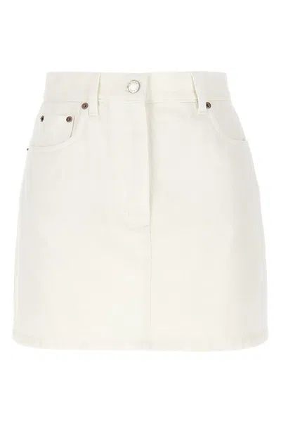 Prada Denim Skirt In White