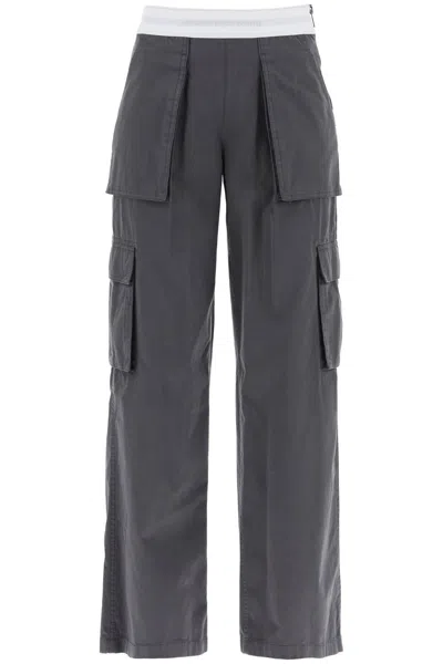 Alexander Wang Rave Cargo Pants With Elastic Waistband In Grey,black