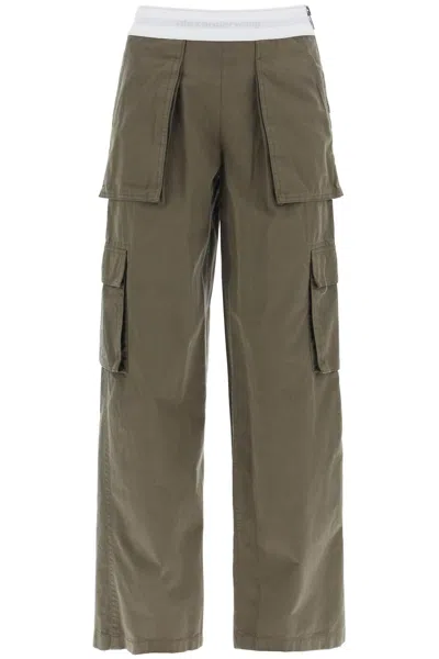 Alexander Wang Rave Cargo Pants With Elastic Waistband In Green
