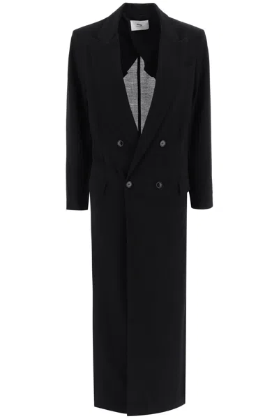 Ami Alexandre Mattiussi Ami Paris Double-breasted Deconstructed Coat In Black