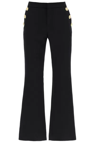 Balmain Flared Pants With Embossed Buttons In Black