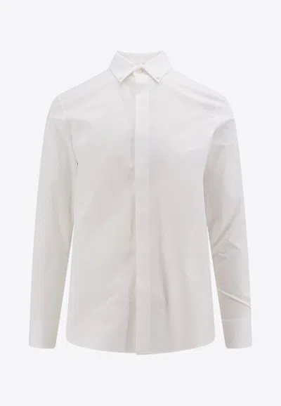 Valentino Long-sleeved Cotton-poplin Shirt In White