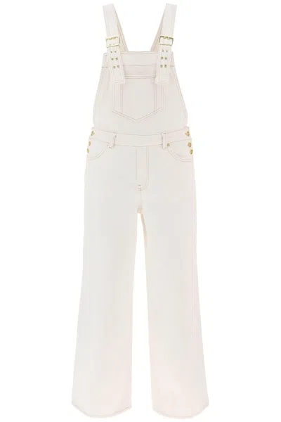 Ganni Denim Overall Jumpsuit In White