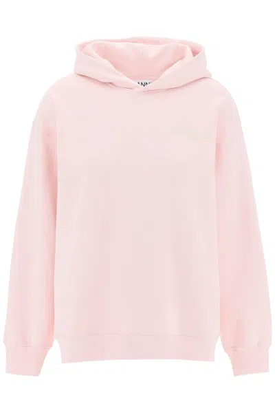 Ganni Hoodie With Isoli Fabric In Pink