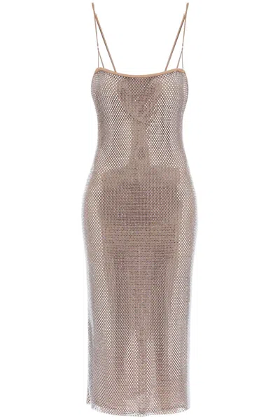 Giuseppe Di Morabito "knitted Mesh Dress With Crystals Embellishments In Neutro