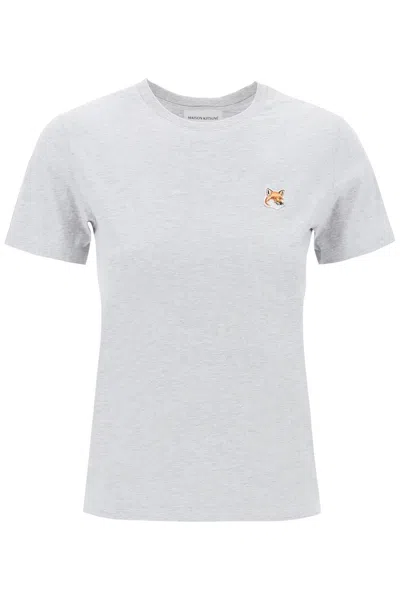Maison Kitsuné Gray Fox Head T-shirt In 灰色的