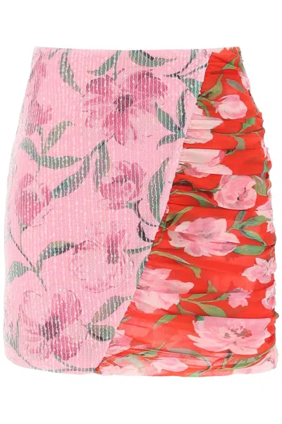 Rotate Birger Christensen Floral-printed Mini Skirt In Pink,red