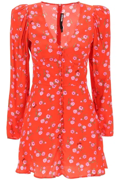 Rotate Birger Christensen Rotate Sunday Floral-print Satin Mini Dress In Red