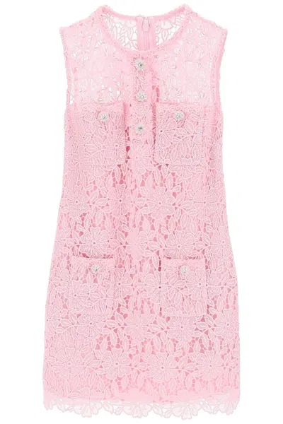 Self-portrait Self Portrait Floral Lace Mini Dress With Eight In Pink