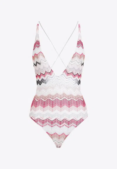 Missoni One-piece Swimsuit In Scv Multi Pink Tone