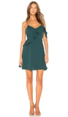 JOA DOUBLE RUFFLE FIT & FLARE DRESS IN GREEN,BC6158