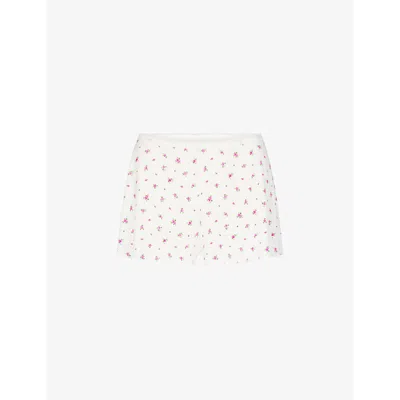 Skims Soft Lounge Lace Shorts In Neon Orchid Rose Print