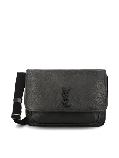 Saint Laurent Niki Logo Plaque Messenger Bag In Black