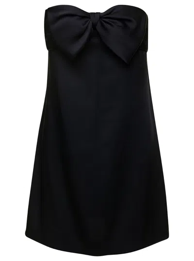 Saint Laurent Bow-detail Strapless Mini Dress In Black