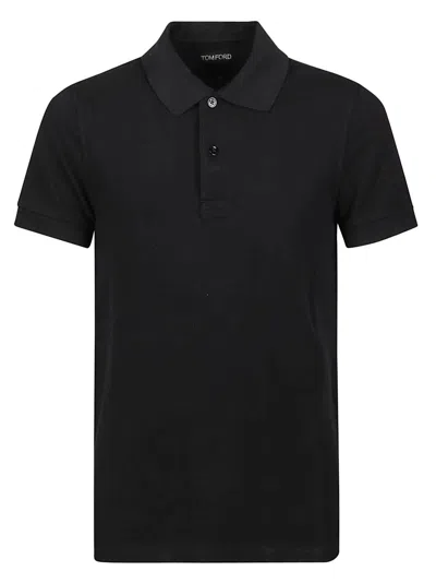 Tom Ford Tennis Piquet Short Sleeve Polo Shirt In Black