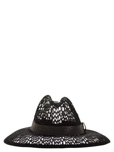 Brunello Cucinelli Straw Hat With Precious Band In Black