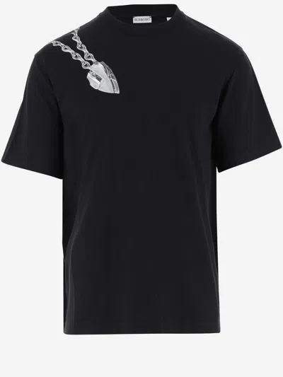 Burberry Cotton Jersey T-shirt With Shield Pattern In Black