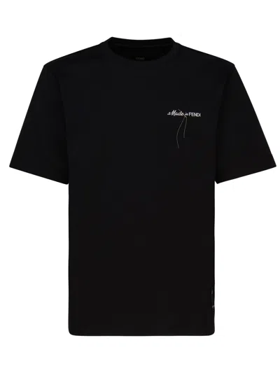 Fendi Made In  T-shirt In Black