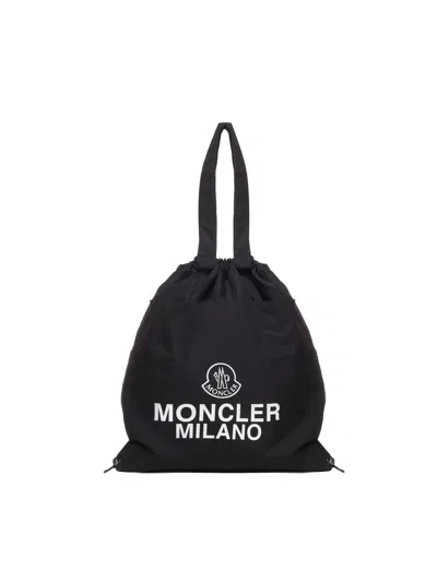 Moncler Aq Drawstring Tote Bag In Black