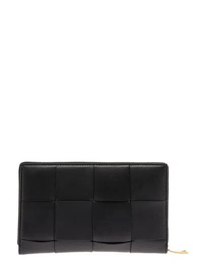 Bottega Veneta Kids' Black Intreccio Nappa Leather Wallet  Woman