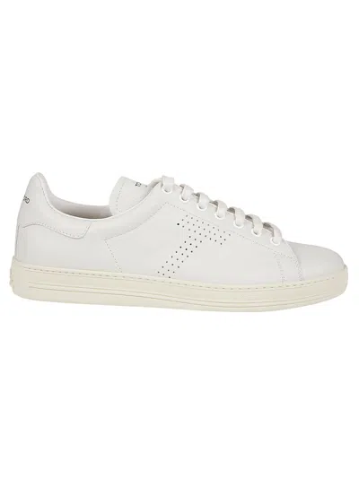 Tom Ford Warwick Low Top Trainers In Butter/cream