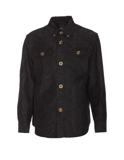 Versace Barocco Shirt Jacket In Grey