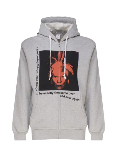 Comme Des Garçons Cotton Sweatshirt With Andy Warhol Print In Grey