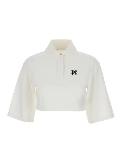 Palm Angels Monogram Cropped Polo Off White Black