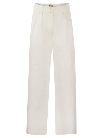 Woolrich Cotton Pleated Trousers In White