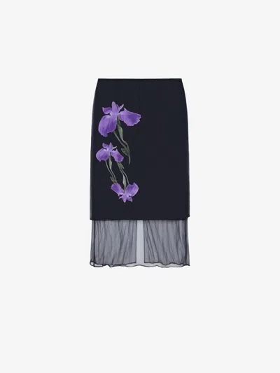 Givenchy Skirt In Floral Dévoré Satin Jersey In Black