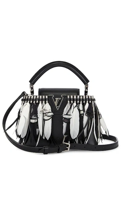 Fwrd Renew Louis Vuitton Capucines Feather Handbag In Black