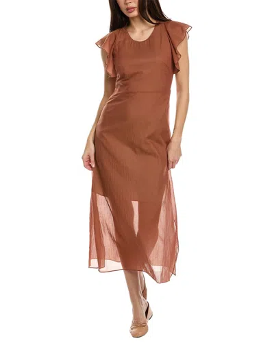 Theory Flutter Midi Dress In Brown