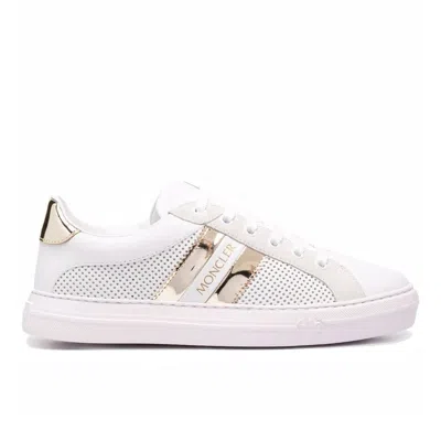 Moncler Ariel White Leather Trainers With Metallic Inserts