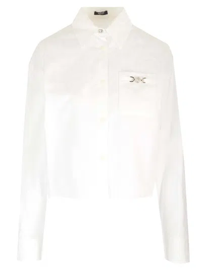 Versace Medusa Detail Shirt In Bianco