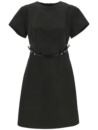 Givenchy Voyou Short-sleeved Midi Dress In Black