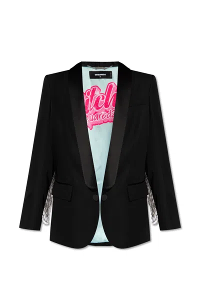 Dsquared2 Blazer With Crystal Tassels In Black
