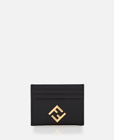 Fendi Leather Cardholder In Black