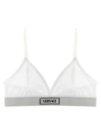 Versace Logo Ribbed Cotton Triangle Bra In Default Title