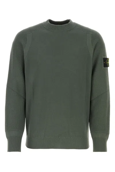Stone Island Sage Green Cotton Sweater In Military