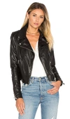 Lamarque Donna Hand-waxed Leather Moto Jacket In Black