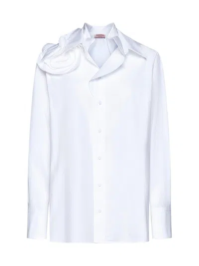 Valentino Buttoned Long-sleeved Poplin Shirt In White
