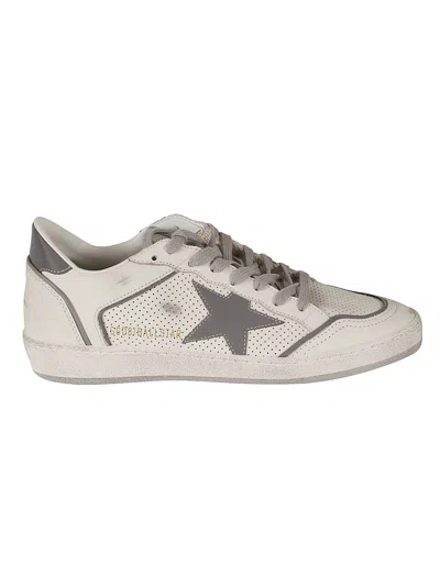 Golden Goose Ball Star Double Quarter Sneakers In White/silver