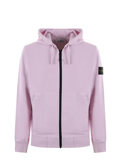 Stone Island Logo Patch Zip In Pink